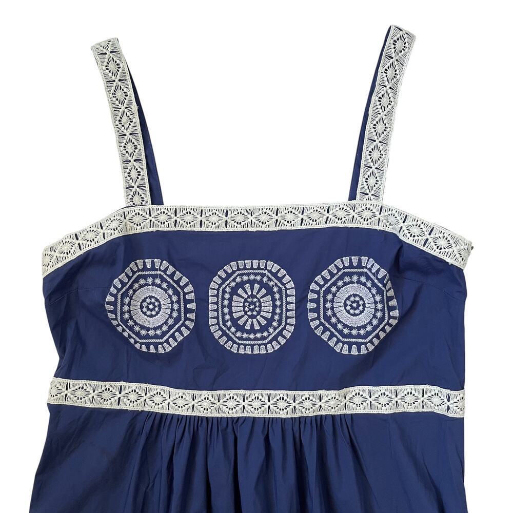 Tyler Boe Candie Midi Dress - Blue with White Embroidery - Size 6 - Picture 6 of 9